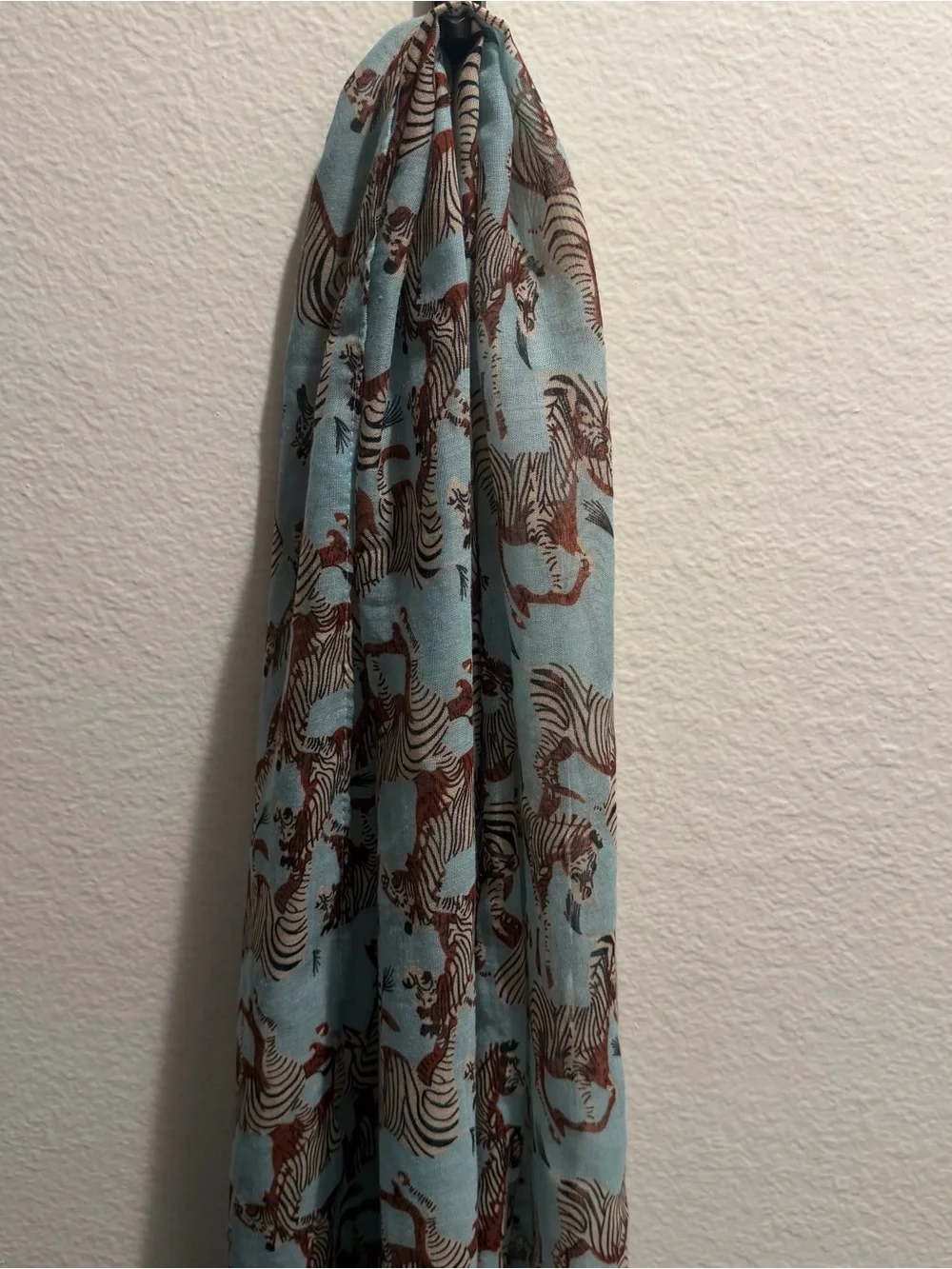 Light Blue Zebra-Print Scarf & Wrap in Brown Accent